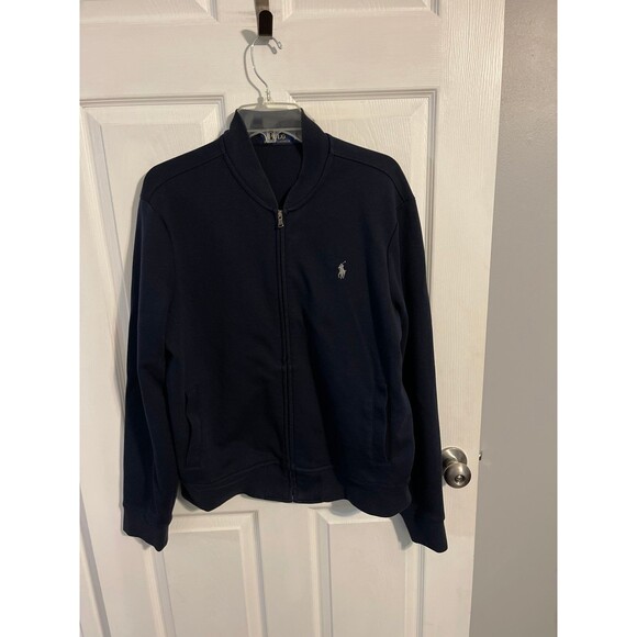Polo Ralph Lauren Double-Knit Bomber Jacket Size L Dark Blue - Picture 1 of 6